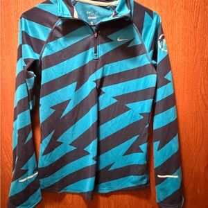 Nike Dri-Fit Running XL Teal and Black Zigzag Pullover